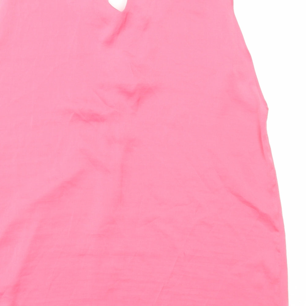 Marks and Spencer Womens Pink Polyester Basic Tank Size 16 V-Neck