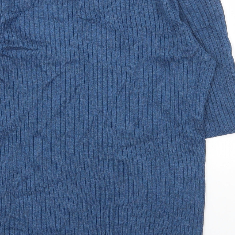 Marks and Spencer Womens Blue Round Neck Viscose Pullover Jumper Size 14