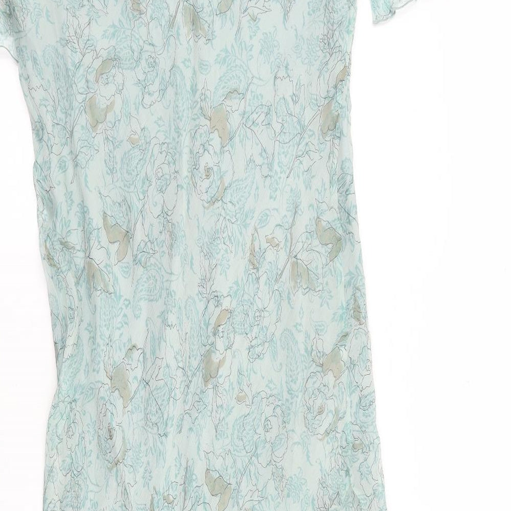 Claudia Stevens Womens Blue Floral Polyester Maxi Size 18 V-Neck Pullover