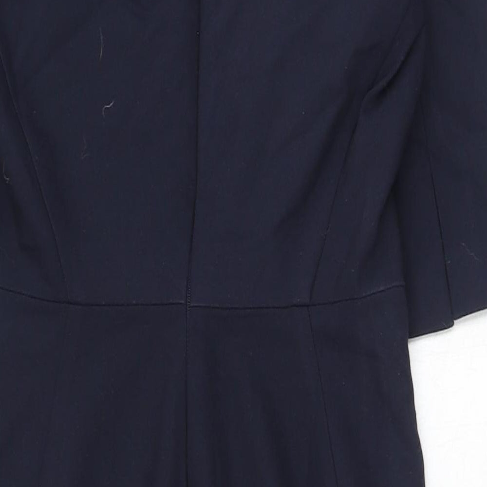 InWear Womens Blue Cotton A-Line Size 8 V-Neck Zip