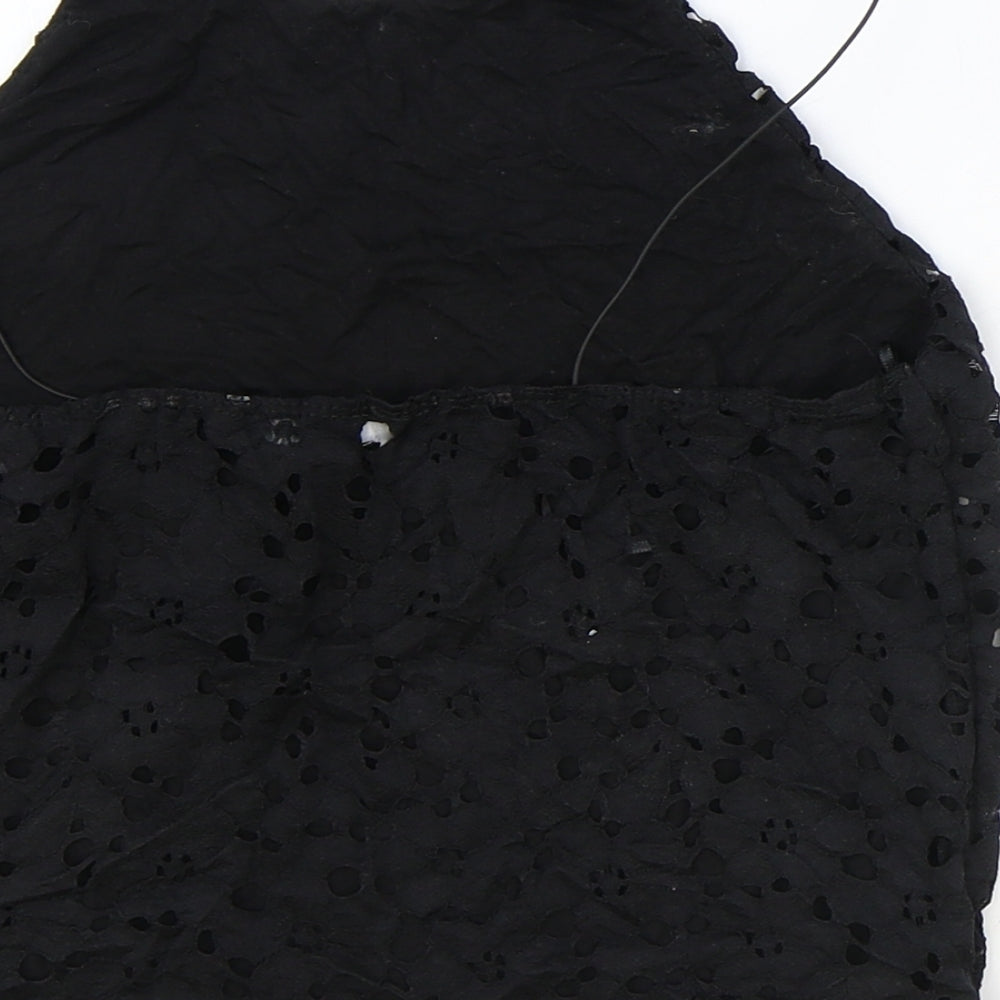 Primark Womens Black Polyester Cropped Blouse Size 10 Square Neck