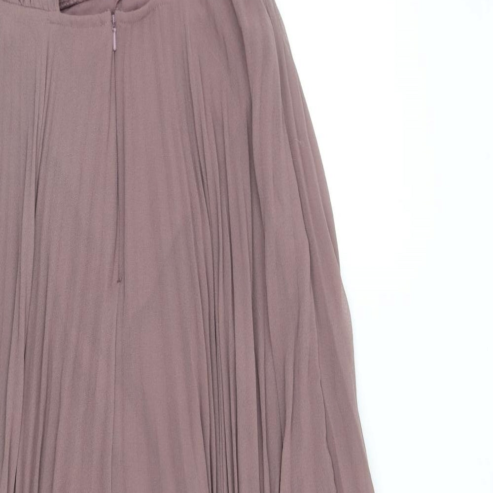 ASOS Womens Purple Polyester Ball Gown Size 10 Round Neck Zip