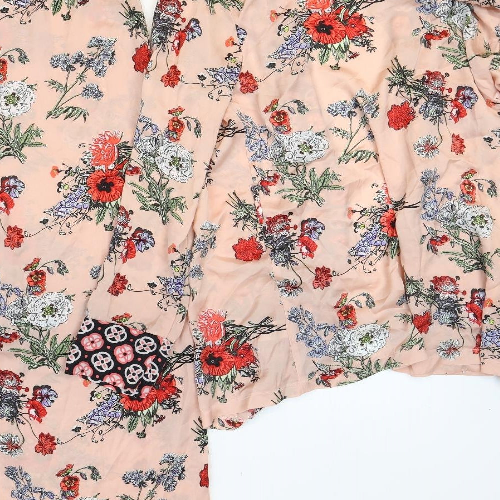 ASOS Womens Pink Floral Polyester Top Pyjama Set Size 8 Drawstring - Size:top: 8, bottoms: 10