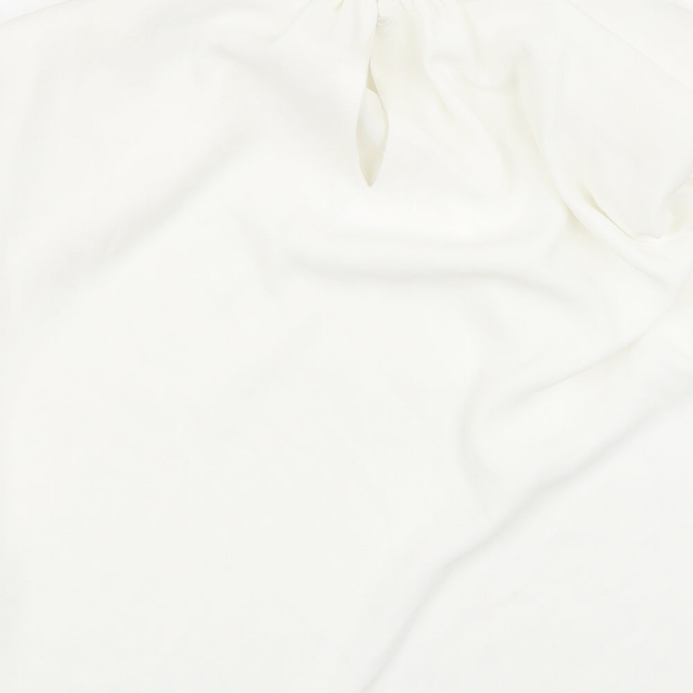 Zara Womens White Polyester Basic Blouse Size S Round Neck