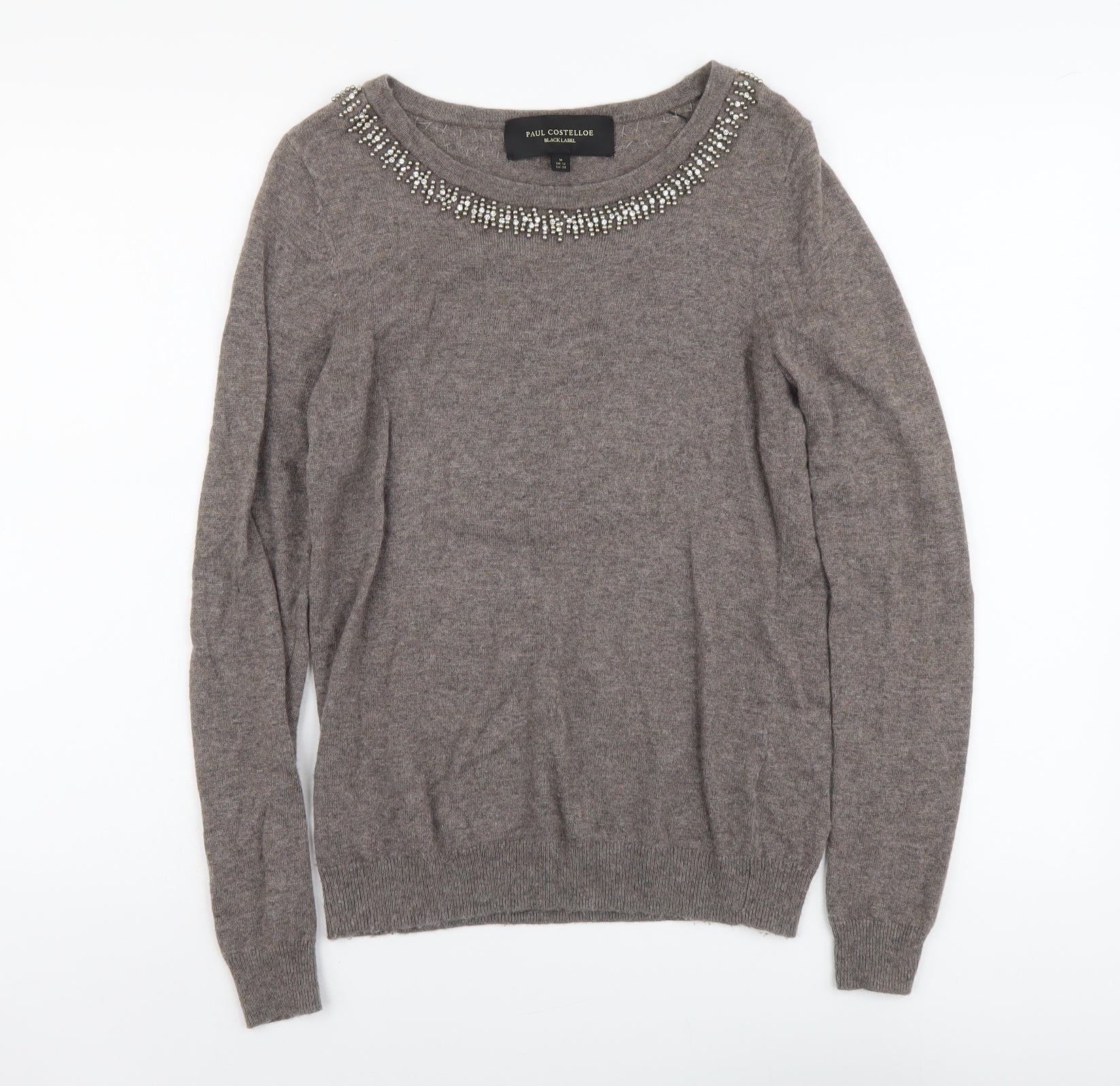 Paul Costelloe Womens Brown Boat Neck Viscose Pullover Jumper Size