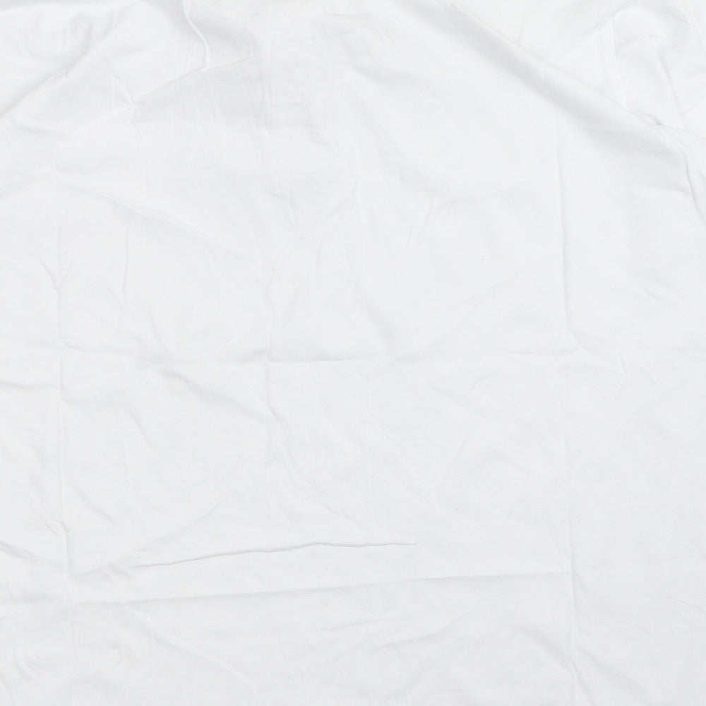 EWM Mens White Plaid Cotton Polo Size L Collared Button