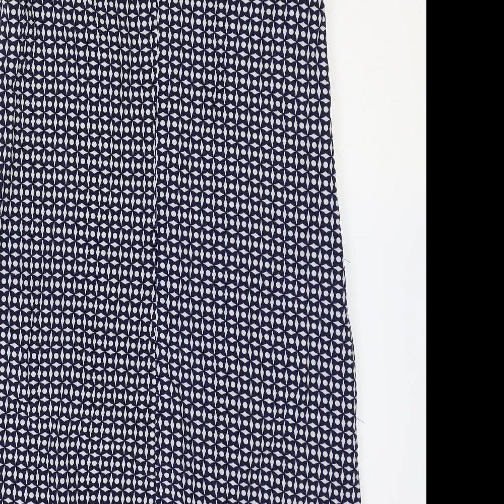 Stella Womens Blue Geometric Polyester Shift Size 8 Boat Neck Zip