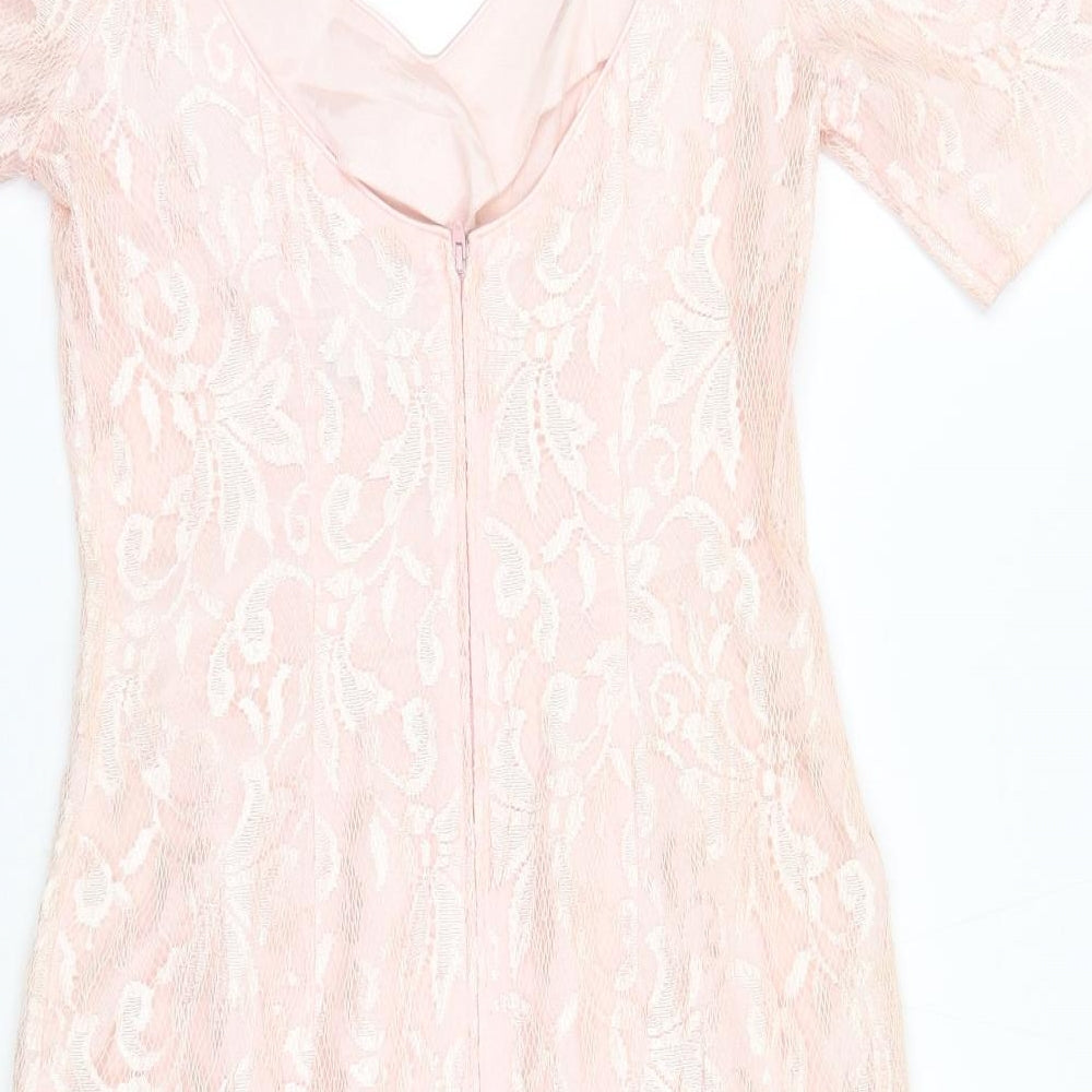 Jump Girls Pink Fair Isle Polyester Shift Size 7-8 Years V-Neck Zip