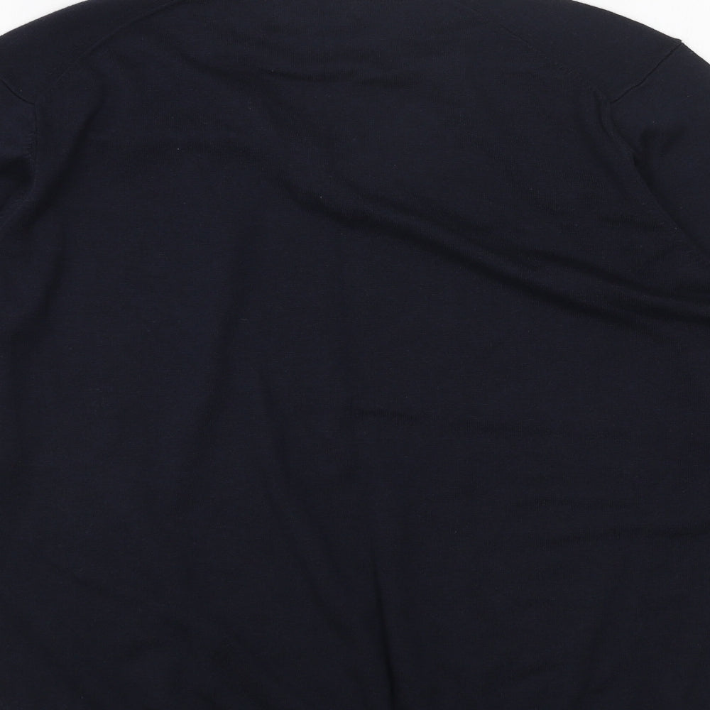 Marks and Spencer Mens Blue V-Neck Cotton Pullover Jumper Size L