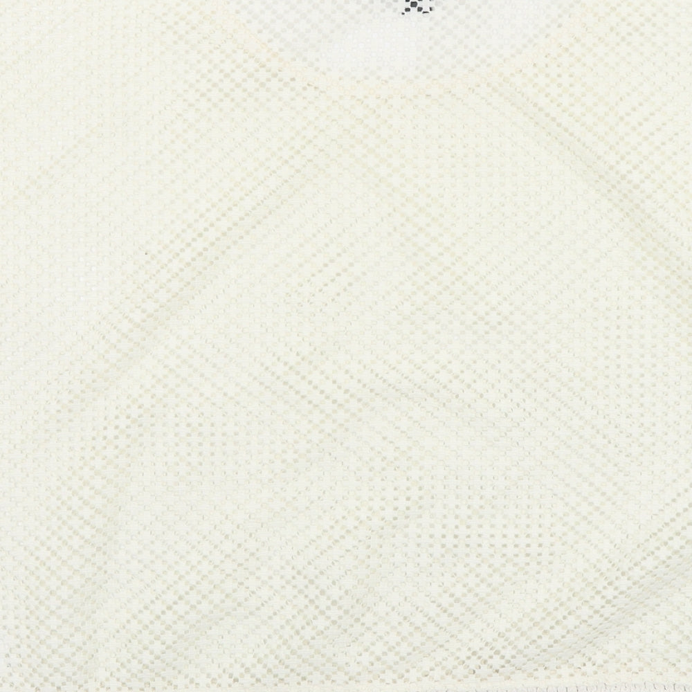 ESMARA Womens Ivory Geometric Polyester Cropped T-Shirt Size XL Round Neck