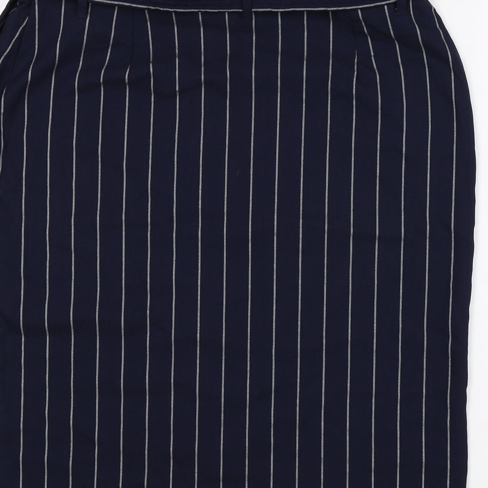 Jules and Leopold Studios Womens Blue Striped Rayon Straight & Pencil Skirt Size L Tie