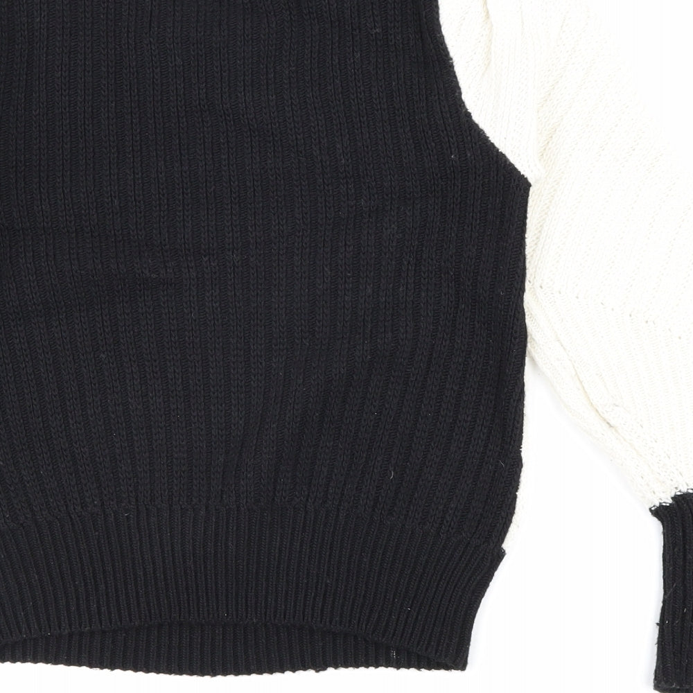 Marks and Spencer Womens Black Boat Neck Polyester Pullover Jumper Size 10 - Colourblock