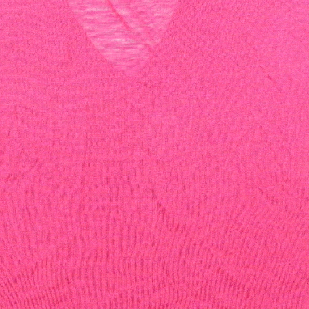 NEXT Womens Pink Acrylic Basic T-Shirt Size 8 V-Neck