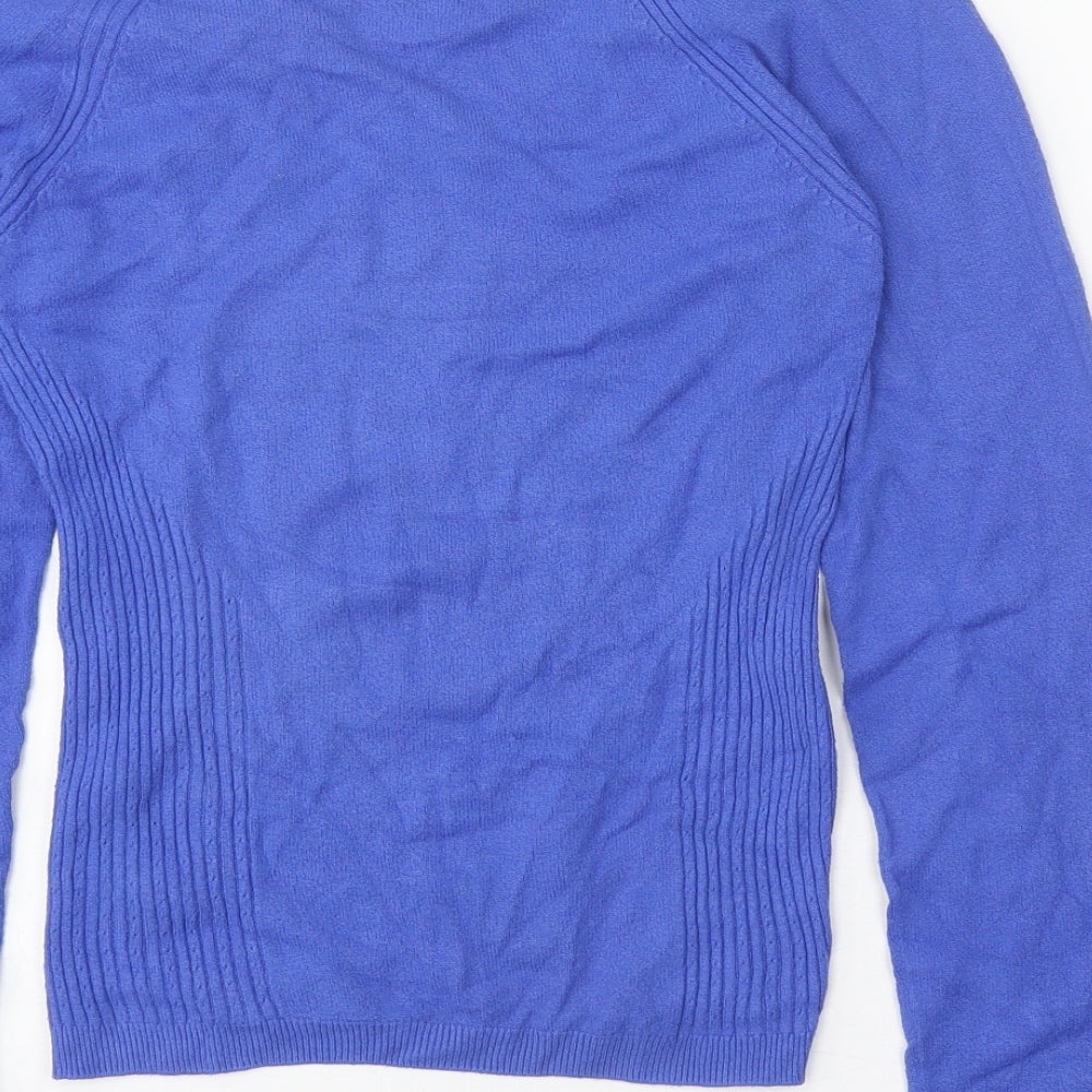 Marks and Spencer Womens Blue V-Neck Viscose Pullover Jumper Size 12