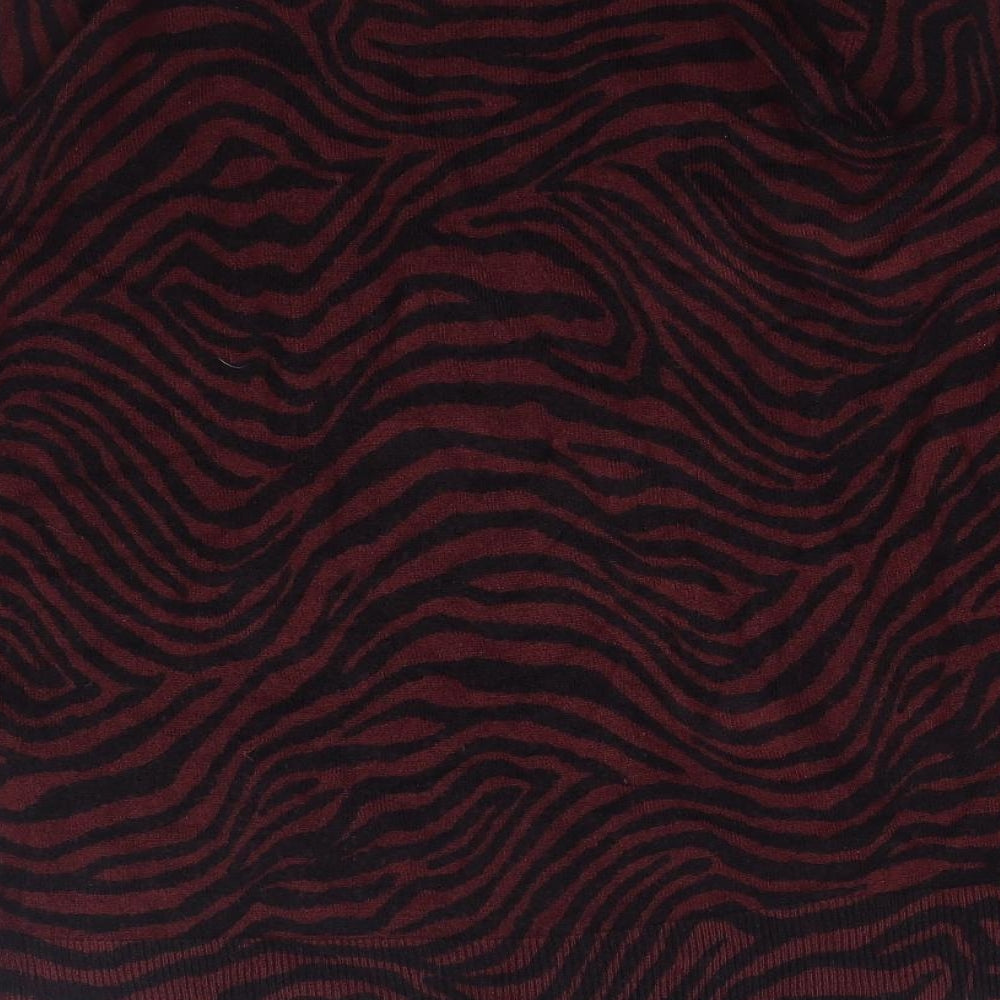 Marks and Spencer Womens Red Boat Neck Animal Print Acrylic Pullover Jumper Size 12 - Tiger Print