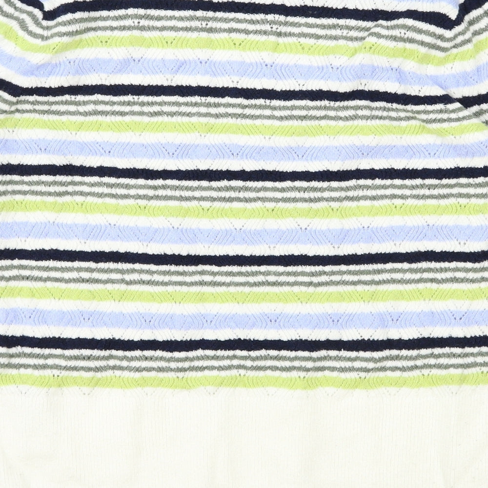 Marks and Spencer Womens Multicoloured Scoop Neck Striped Polyester Pullover Jumper Size S