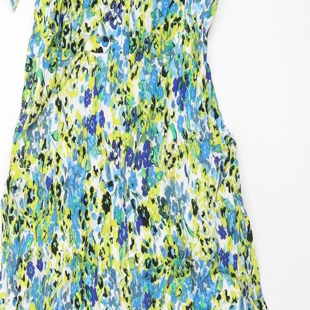 Marks and Spencer Womens Multicoloured Geometric Viscose A-Line Size 10 Round Neck Zip