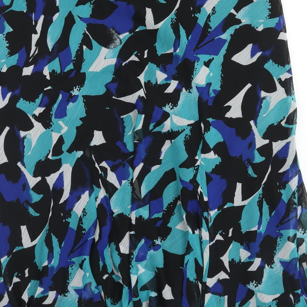 DAVID EMANUEL Womens Blue Geometric Polyester A-Line Skirt Size 16