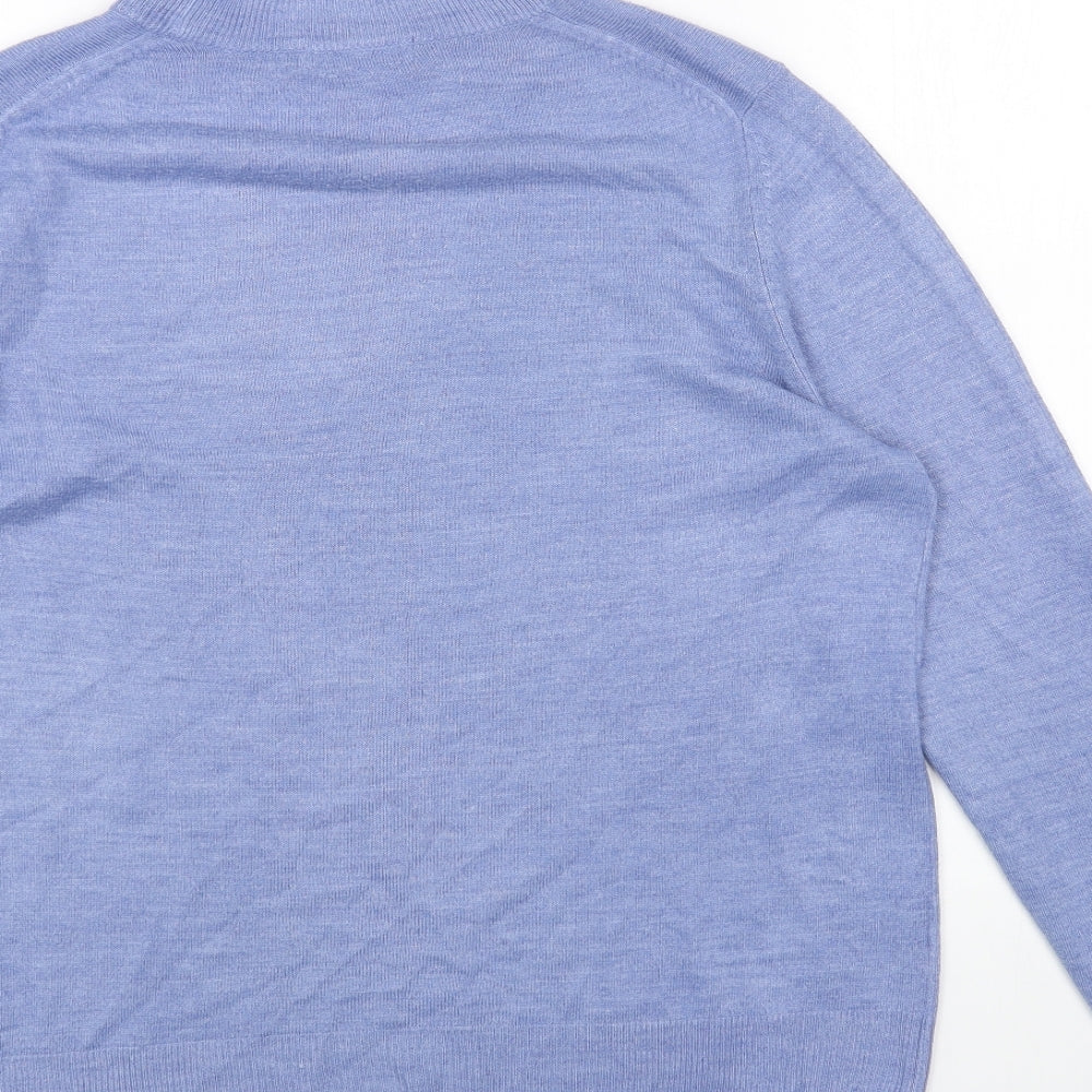 Marks and Spencer Womens Blue Crew Neck Acrylic Pullover Jumper Size 16