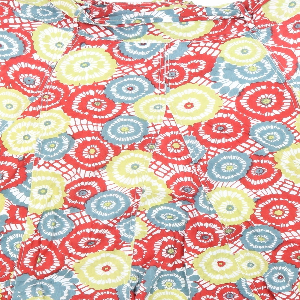 Stock Shop Womens Multicoloured Geometric Cotton A-Line Skirt Size 16 Button