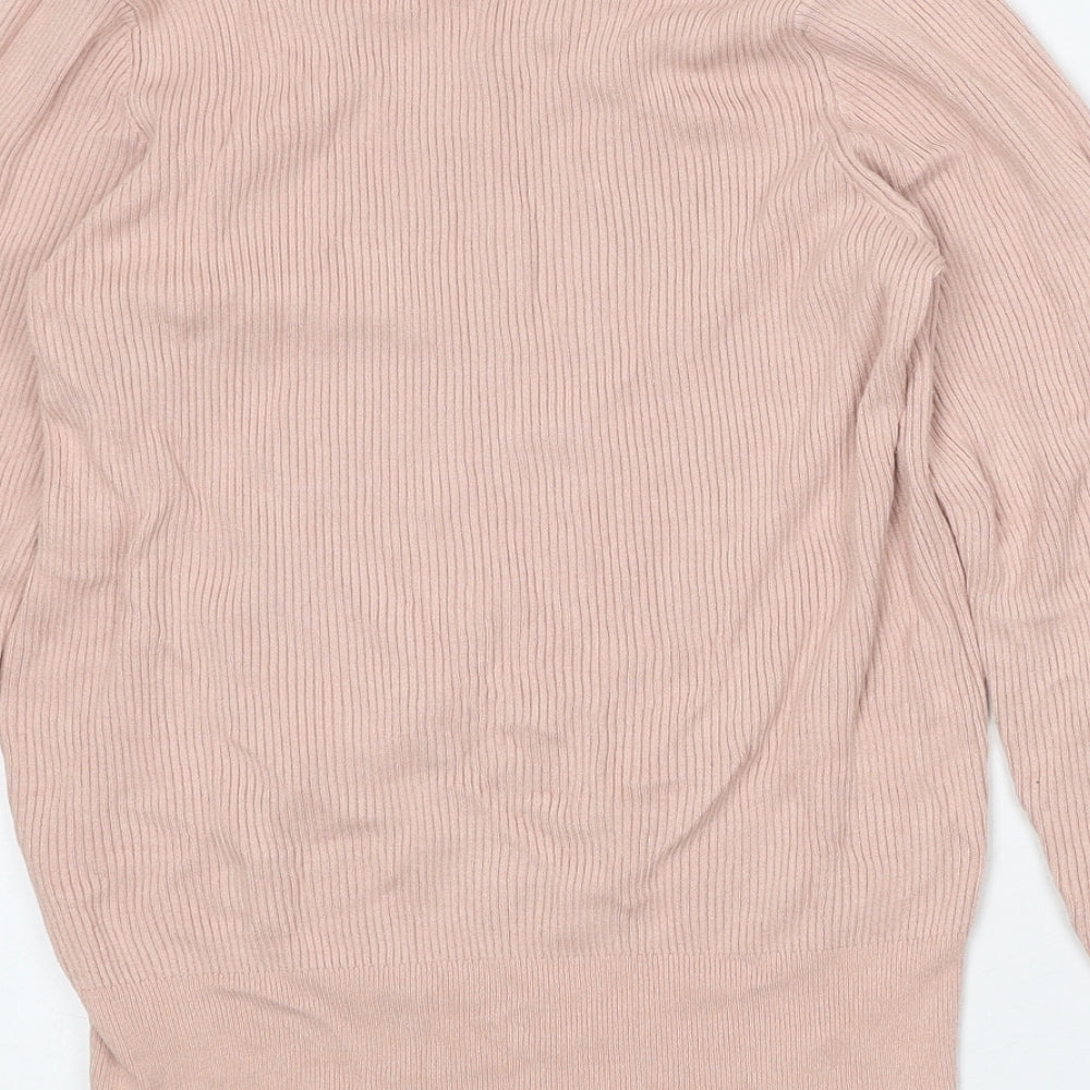 Marks and Spencer Womens Pink Round Neck Viscose Pullover Jumper Size 14