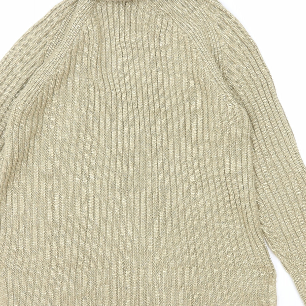 Marks and Spencer Womens Beige Roll Neck Acrylic Pullover Jumper Size S