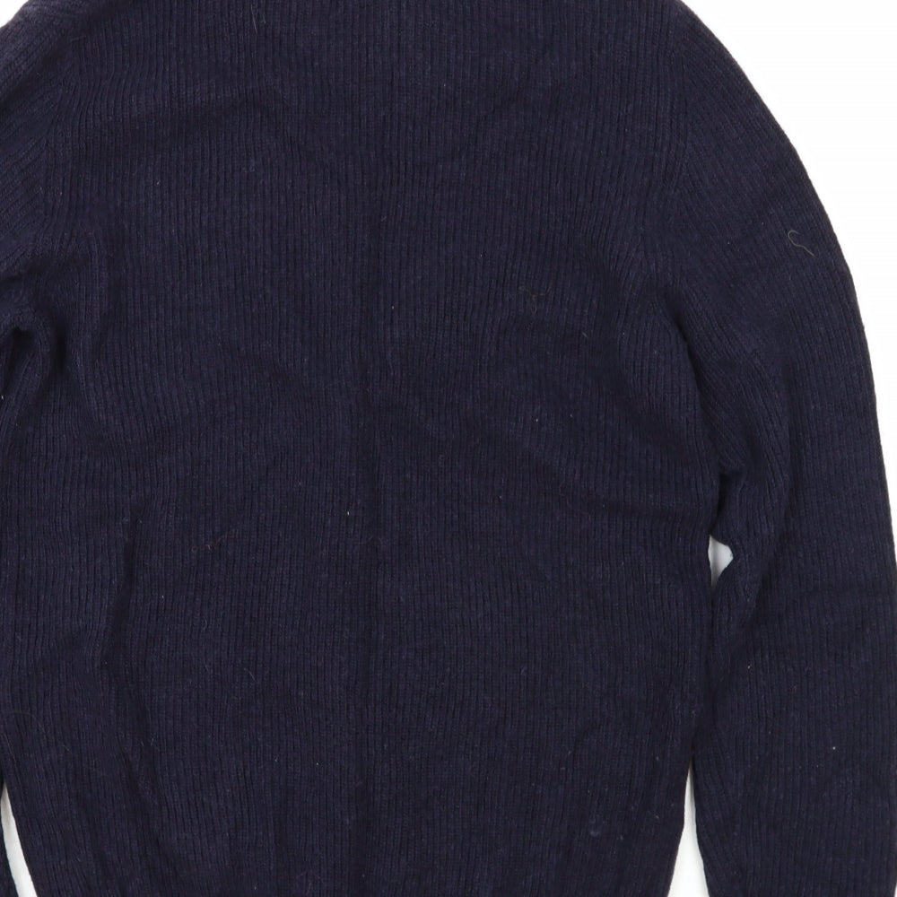 Paul Costelloe Mens Blue V-Neck Wool Cardigan Jumper Size L