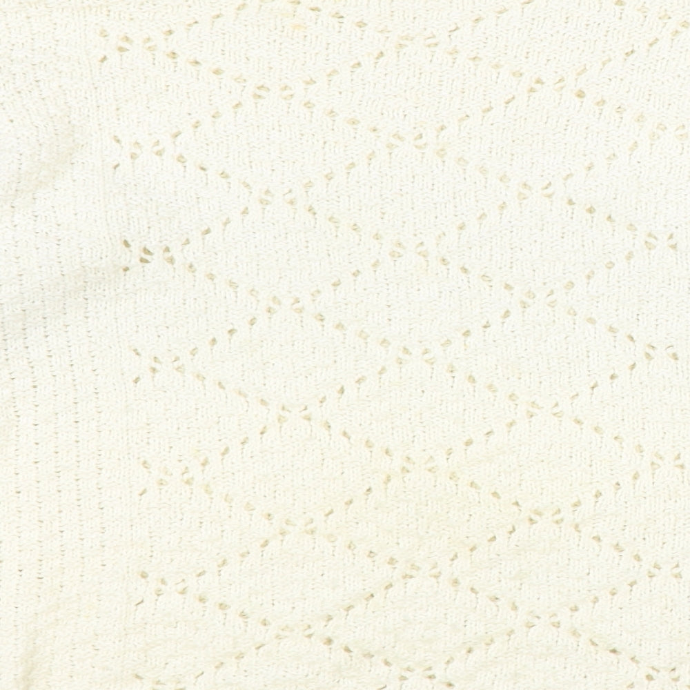M&Co Womens Ivory Round Neck Cotton Pullover Jumper Size 16