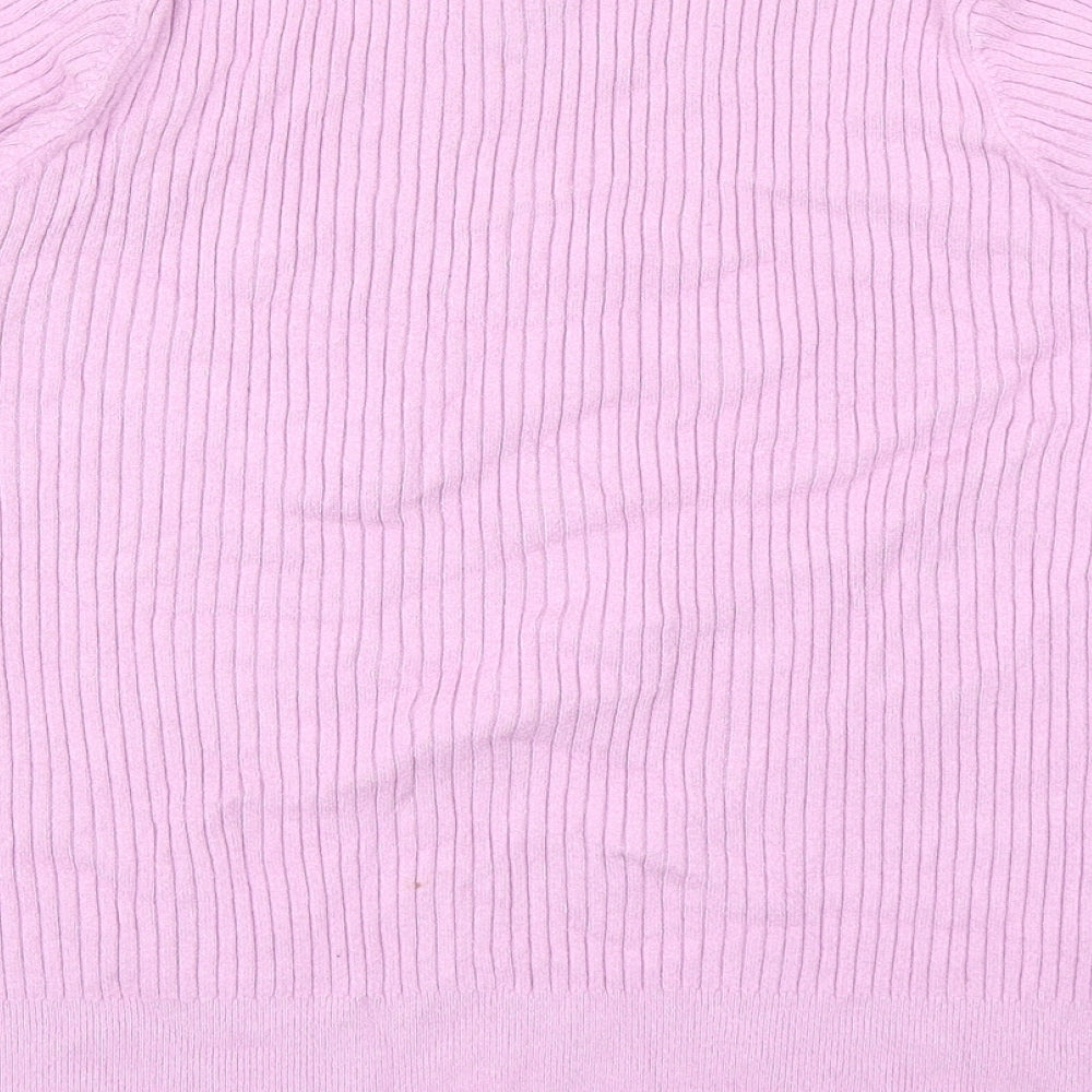 Marks and Spencer Womens Purple Polyester Basic T-Shirt Size 16 Round Neck