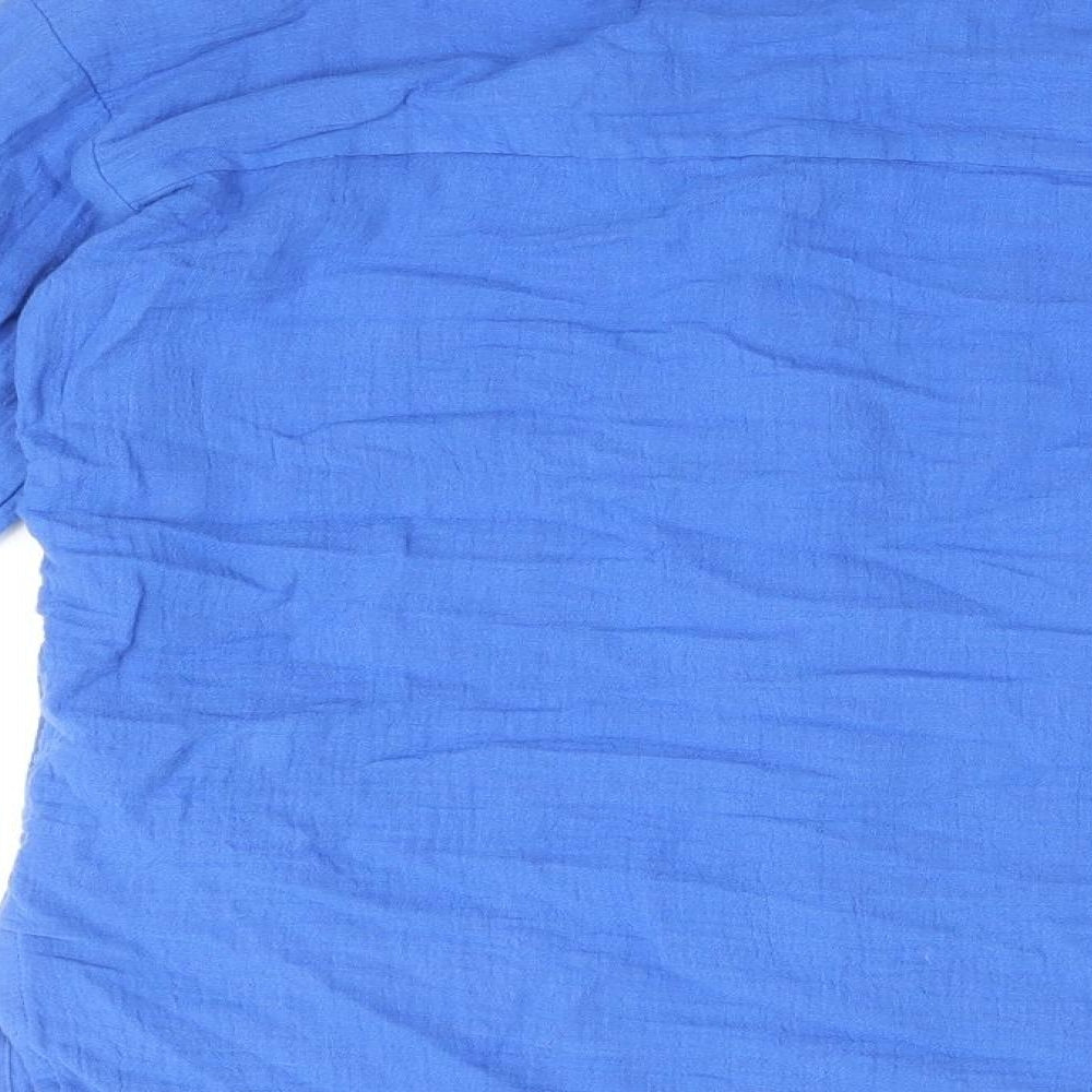Marks and Spencer Boys Blue 100% Cotton Basic Button-Up Size 8-9 Years Collared Button