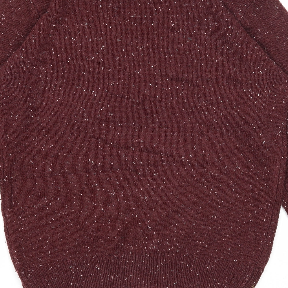 Cedar Wood State Mens Purple Round Neck Acrylic Pullover Jumper Size S Long Sleeve