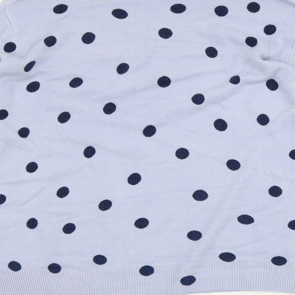 Marks and Spencer Womens Blue Roll Neck Polka Dot Acrylic Pullover Jumper Size 12