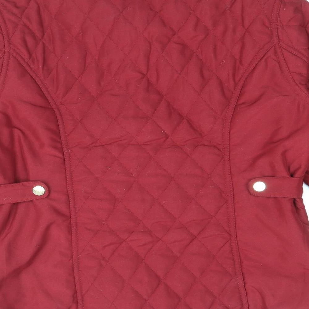 EWM Womens Red Quilted Jacket Size 12 Snap