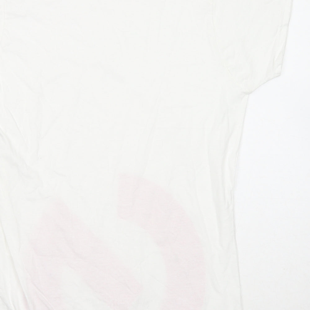 Gildan Womens White Cotton Basic T-Shirt Size XL Round Neck