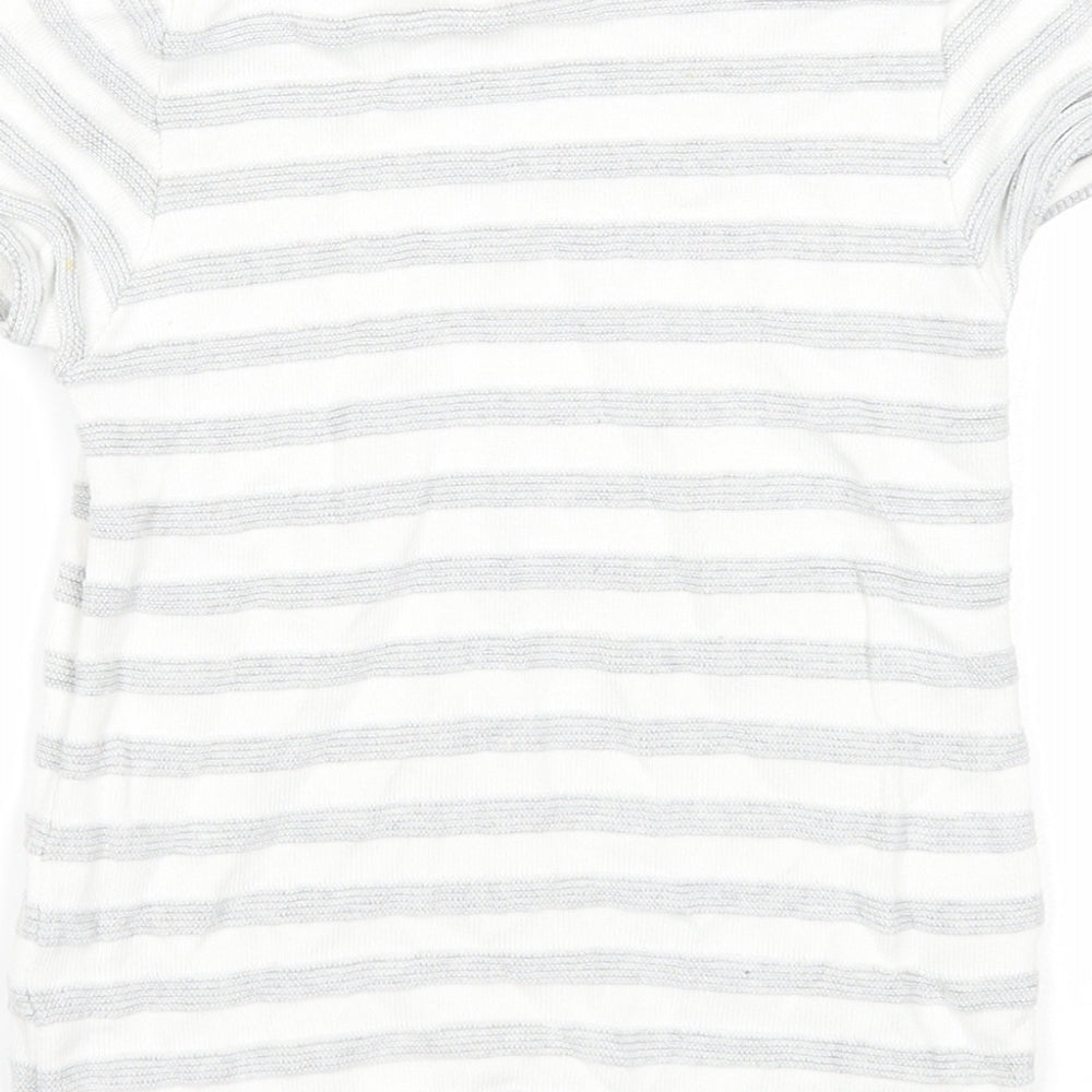 NEXT Boys White Round Neck Striped Cotton Pullover Jumper Size 2-3 Years Pullover