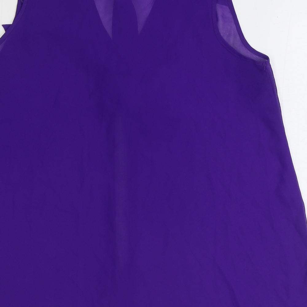 Primark Womens Purple Polyester Basic Blouse Size 12 V-Neck - Pussy Bow Neck