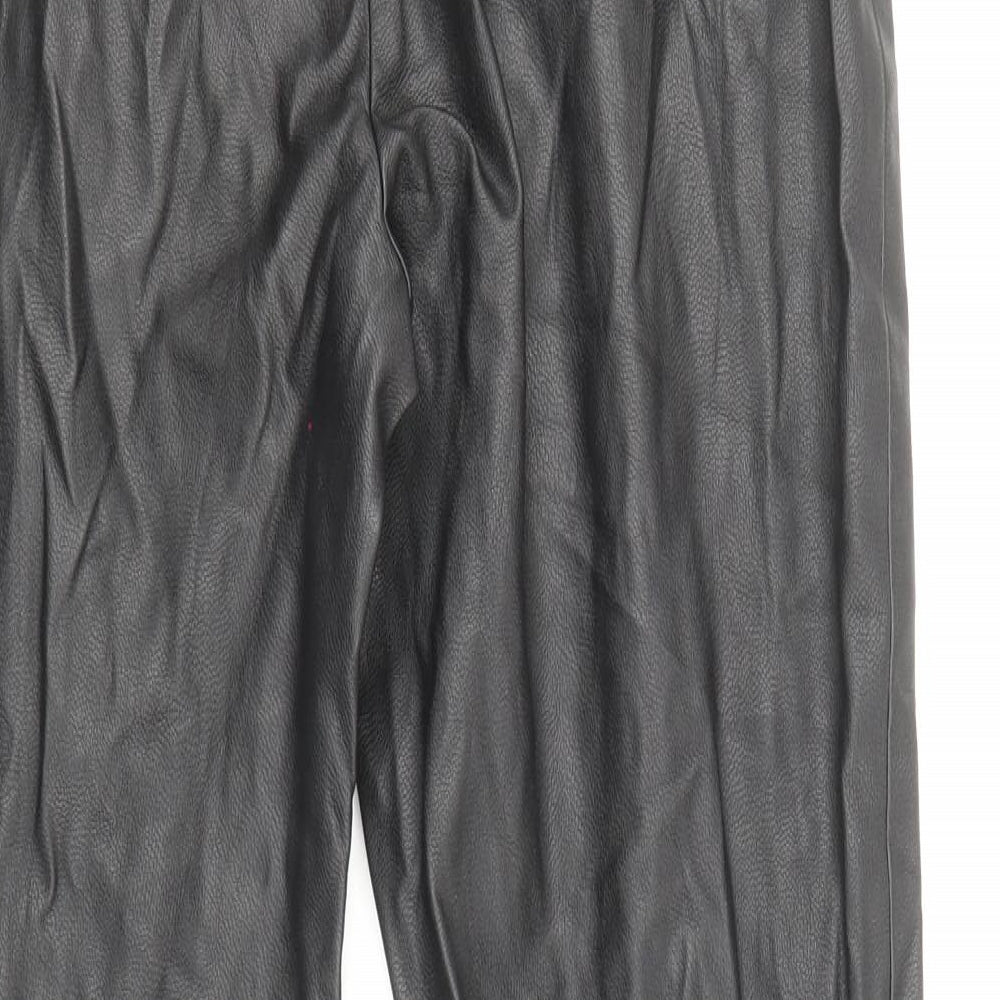 Zara Womens Black Polyester Jegging Trousers Size M Regular Zip - Faux Leather