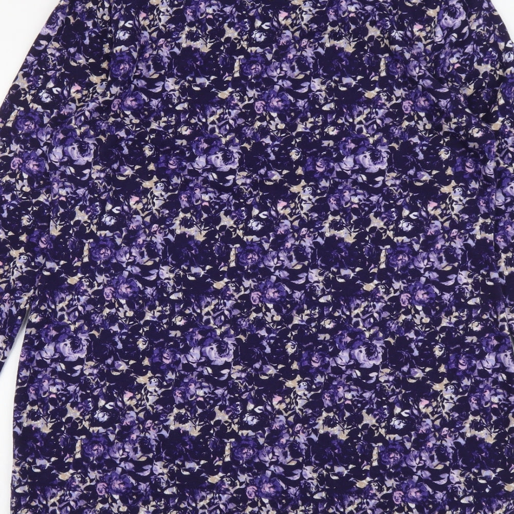 Marks and Spencer Womens Purple Round Neck Geometric Acrylic Pullover Jumper Size 14