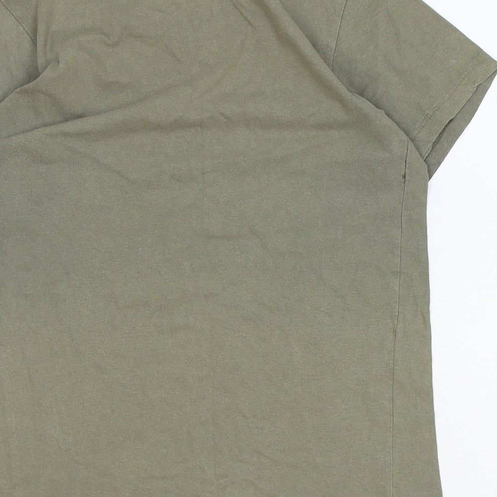 Hype Boys Green Cotton Basic T-Shirt Size 13 Years Round Neck Pullover