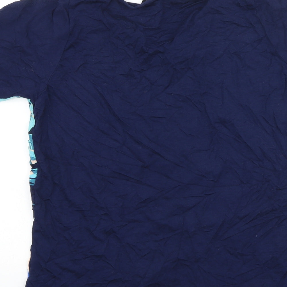 F&F Womens Blue Polyester Basic Blouse Size 12 Scoop Neck