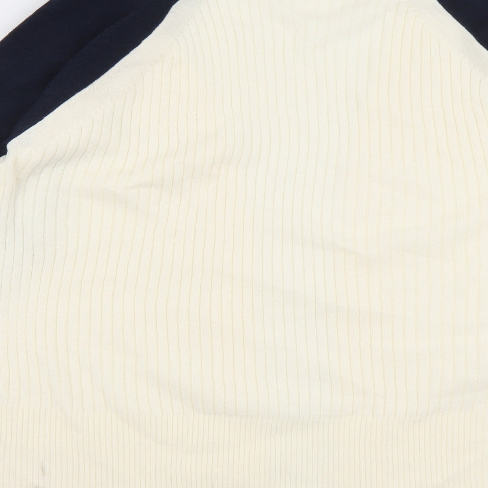 Marks and Spencer Womens Ivory V-Neck Acrylic Cardigan Jumper Size 14 - Ribbed