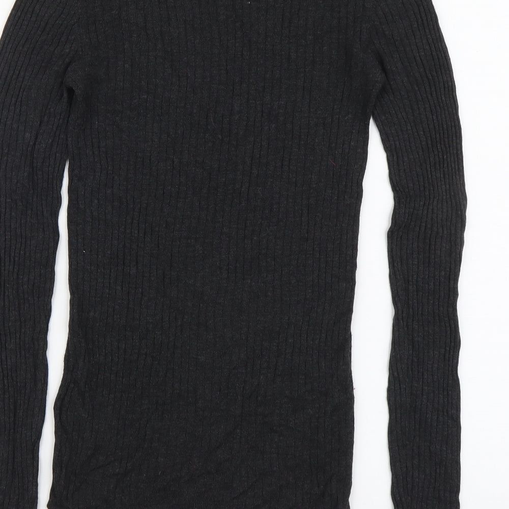 H&M Womens Black Scoop Neck Acrylic Pullover Jumper Size XS - Ribbed