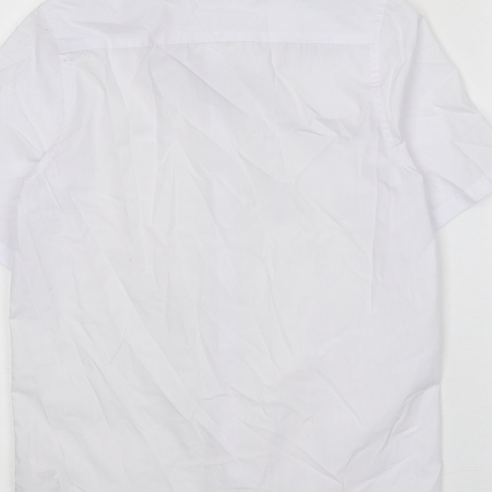 Marks and Spencer Boys White Polyester Basic Button-Up Size 10-11 Years Collared Button