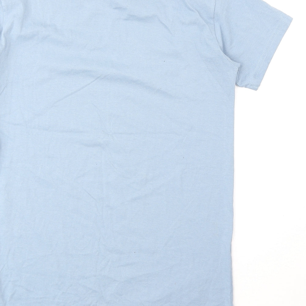 Urban Outlaws Boys Blue Cotton Basic T-Shirt Size 13-14 Years Round Neck Pullover - Cool Bro