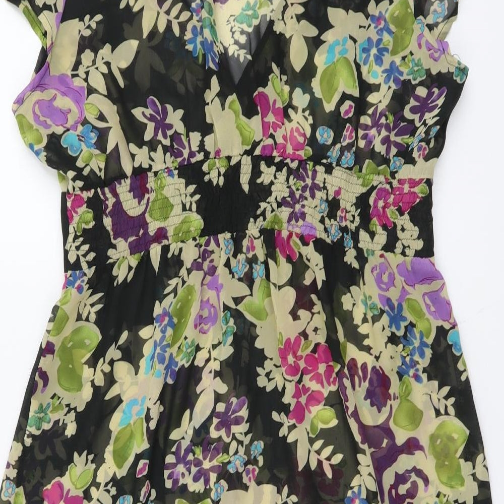 RISE Womens Multicoloured Floral Polyester Ball Gown Size 12 V-Neck Pullover