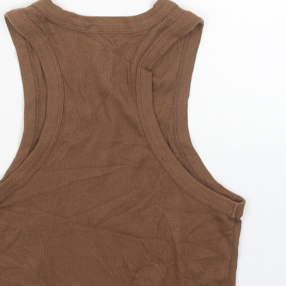 BDG Womens Brown Cotton Cropped Tank Size S Round Neck