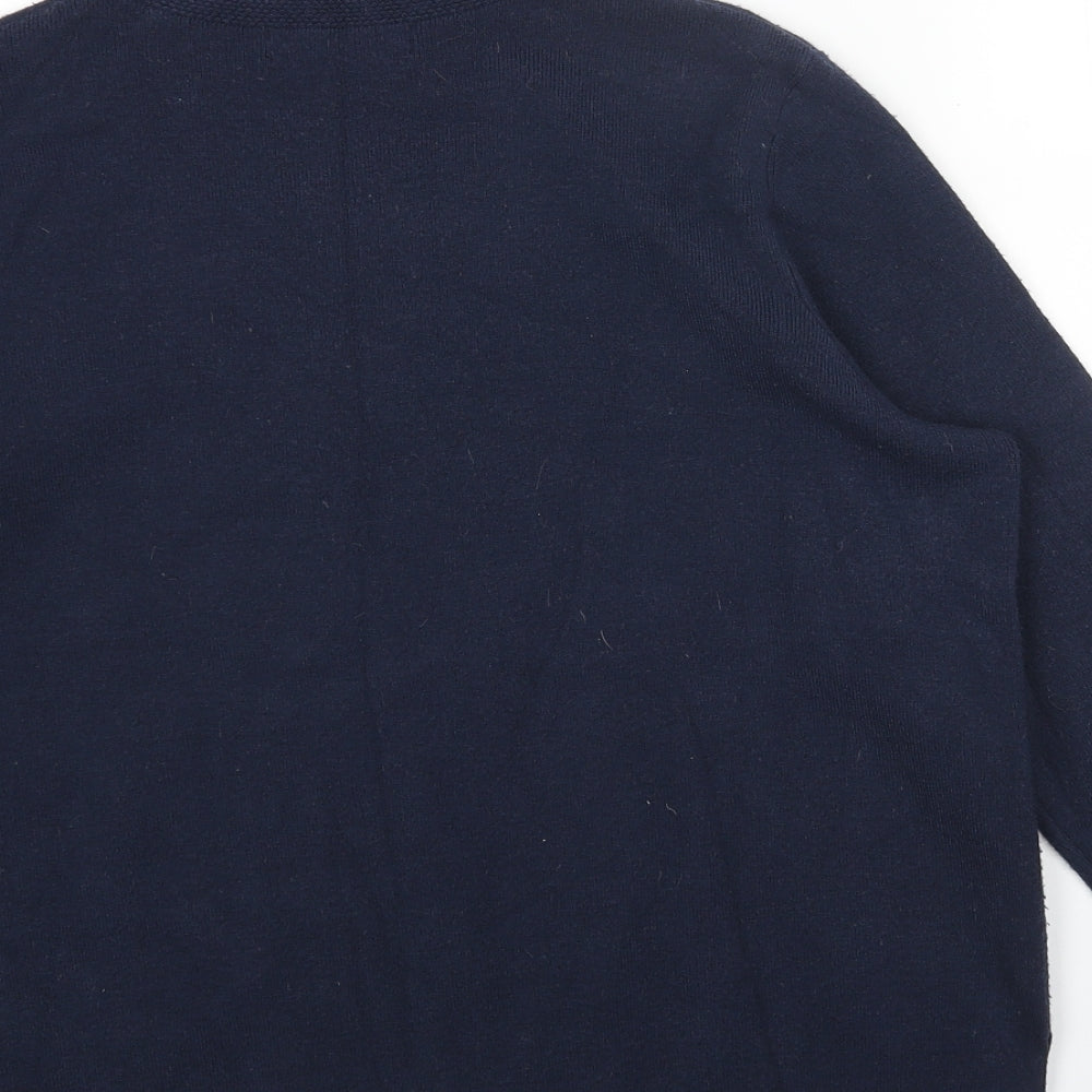 Marks and Spencer Womens Blue Mock Neck Acrylic Pullover Jumper Size 14