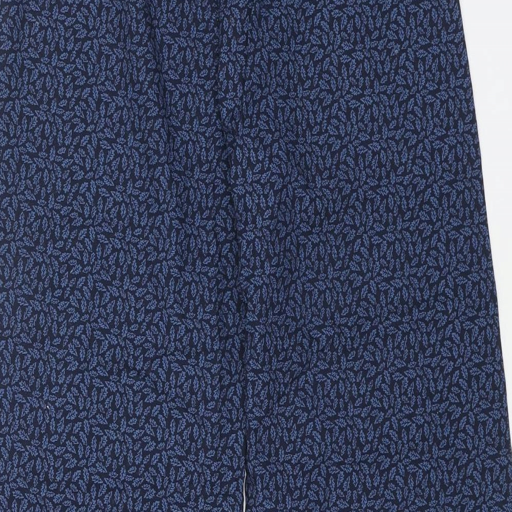 Marks and Spencer Womens Blue Geometric Polyester Trousers Size S L29 in Regular Button