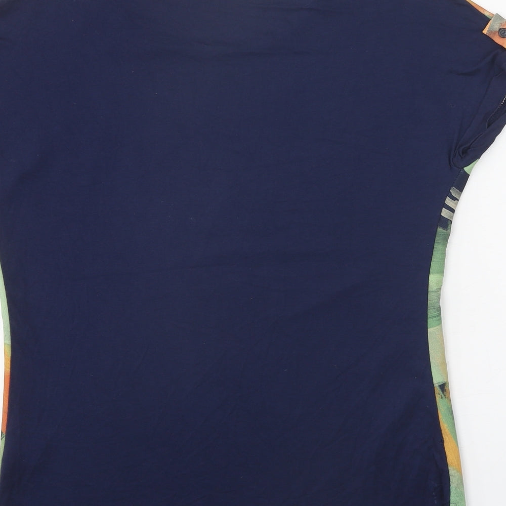 Viz-a-Viz Womens Multicoloured Geometric Polyester Basic T-Shirt Size 8 Scoop Neck
