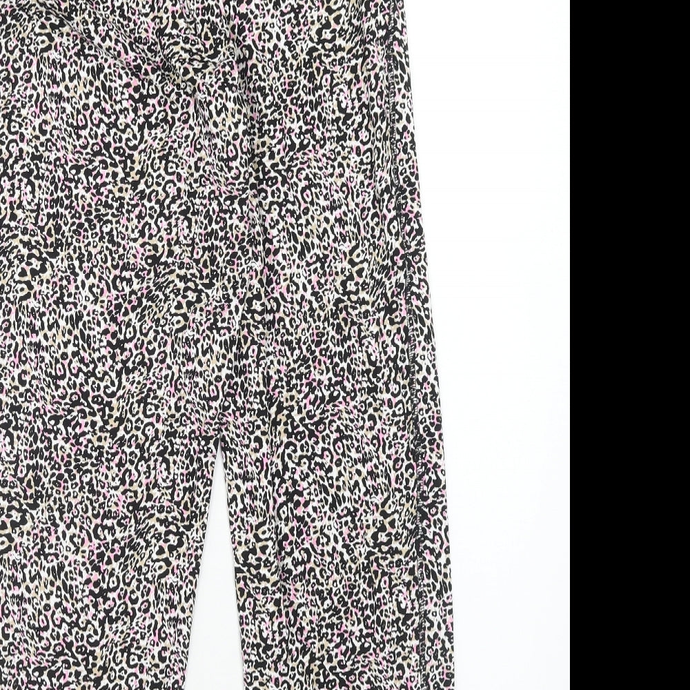 Marks and Spencer Womens Multicoloured Animal Print Viscose Harem Trousers Size 6 Regular - Leopard Pattern
